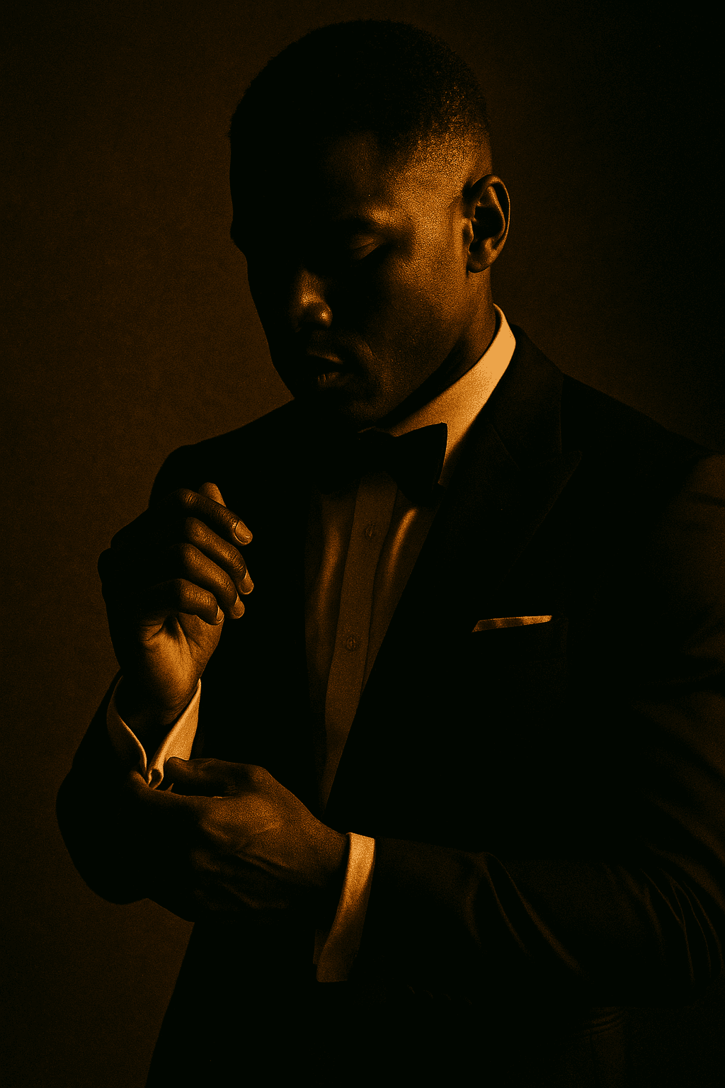 Tuxedo detail — bow tie and lapel